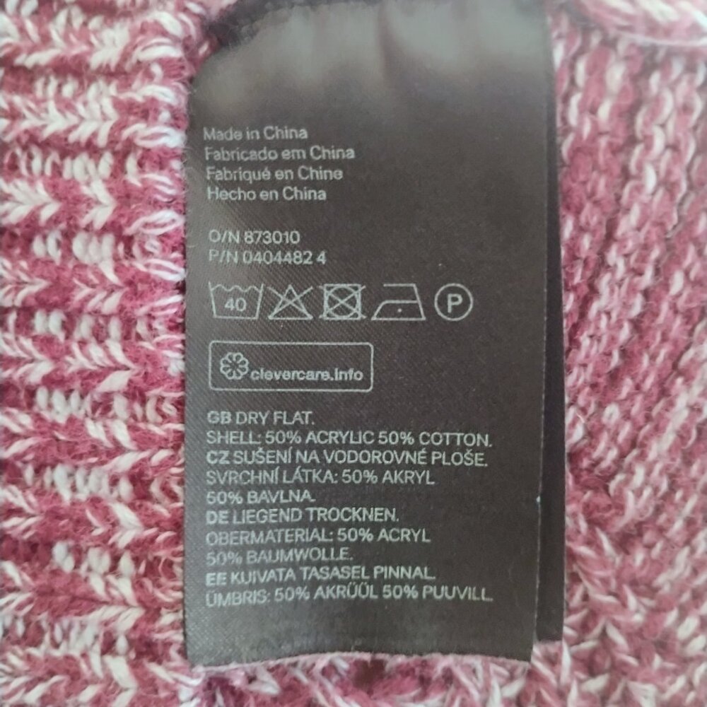 H&M Divided Marled Knit Cropped Sweater XS Burgundy Long Sleeve - Picture 3 of 4